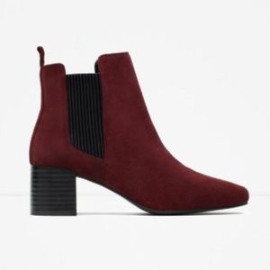 Zara Oxblood Burgundy Suede Ankle Boots